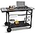 Wanchao Black Cast Iron 2-Shelf Grill Cart with Wheels,Heavy Duty Pizza Oven Stand for Blackstone Ninja,Outdoor Cooking Station with Durable Tabletop