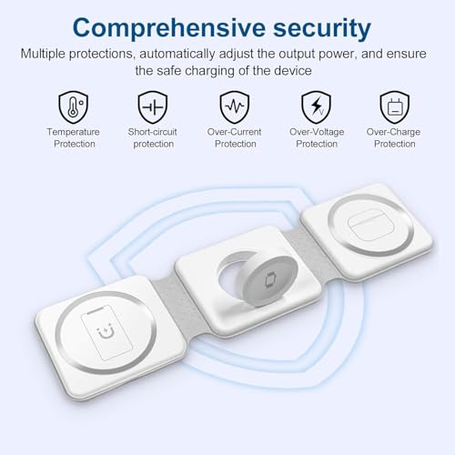 Wireless Charging Station for Apple Multiple Devices ，3 in 1 Magnetic Foldable Wireless Charger-Travel Charging Pad for iPhone 15 14 13 12 Pro Max Plus Watch & Airpods(Adapter not Included) - Thumbnail 6