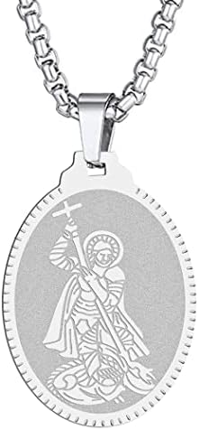 St Christopher Necklace Saint Michael George Barbara Pendant Women Men The Seal of The Seven Archangels Charm Chain Religious Medal Medallion Disc Jewelry Christian Gift