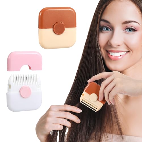 Mabor 2Pcs 2 in 1 Split End Hair Trimmer, Razor Combs for Hair Cutting Women, Double-Sided Manual Trimmer Combs, Pink & Orange