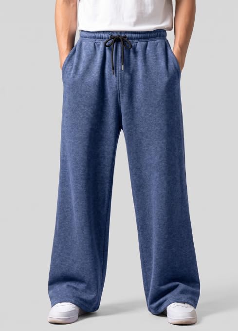 Image of Pure Cotton Men's Baggy Lower | Lower for Man Loose Fit with Pockets & Elastic Waist I Baggy fit Lowers for Gym, Jogging & Casual Wear