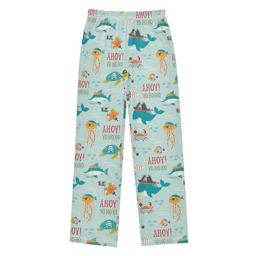 ZZXXB Pirate Whale Starfish Boys Long Pants Soft Trousers Elastic Waist Kids Lounge Bottoms with Pockets S-XL