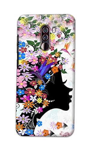 Image of Printed Hard Back Cover Case for Mi Poco F1 Back Cover (Floral Hairstyle Girl) -1803