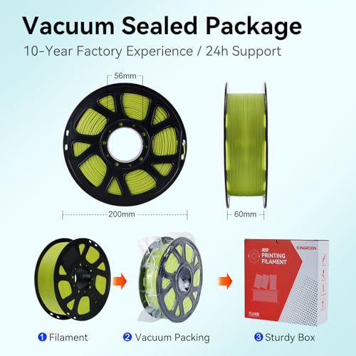 Image of Kingroon PLA Filament 1.75mm, 1kg Spool (2.2lbs), + /- 0.02mm Tolerance, Smooth 3D Printing Filament, Fits for Most FDM 3D Printers, Apple Green