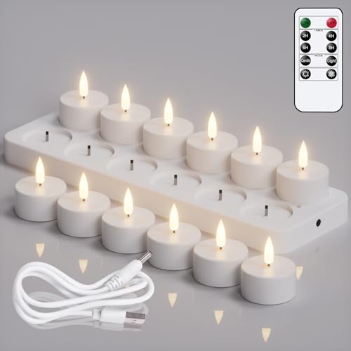 Bougies votives LED rechargeables Lot de 12 blanches vacillantes