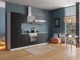 Respekta Küchenzeile Malia KB270WSCGKE178G Schwarz 270 cm Breite mit Elektrogeräten