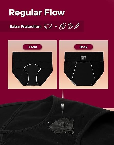 Image of DIVING DEEP High Waist Period Panty for Women| Leakproof Menstrual Underwear for Girls | Breathable Ultra-Soft Cotton Panties | Heavy Flow Protection Multi-Layer Reusable 2 Years (Pack of 3)