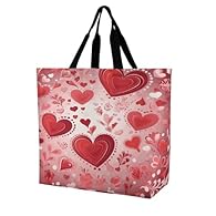- Material: The polyester Valentine Pattern Reusable Shoulder Bag is made of polyester fabric, which features a smooth touch and easy cleaning, making it a perfect choice for daily use. - Size: Measuring 15.7 x 15.7 x 6.3 inches (L x H x W) with a 12...