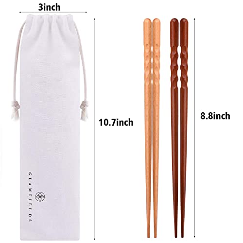 image for GLAMFIELDS Reusable Wooden Chopsticks Japanese Minimalism Natural 5 Pa