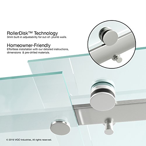 Vigo Adjustable 56-60 In. W X 78.75 In. H Luca Frameless Sliding Rectangle Shower Door With Clear Tempered Glass And Stainless Steel Hardware In Stainless Steel Finish With Reversible Handle #TOP3
