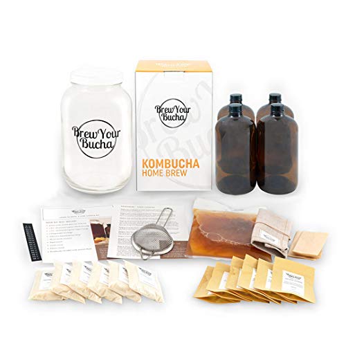 Brew Your Bucha Kombucha Tea SCOBY with starter fluid. (1 Gallon Supreme Kit) (1 Gallon Supreme)