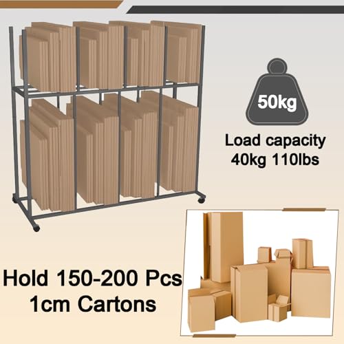 Estante doble para carrito de almacenamiento de cartón grande con capacidad de hasta 200 piezas 5