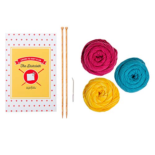 Knit Picks Learn to Knit Club: The Dishcloth - Beginner Knitting Kit (Bloom)