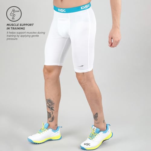 Image of DSC Men's Compression Shorts, Half Tight Athletic Underlayer for Workout, Gym, Sports & Cycling - Breathable Muscle Support