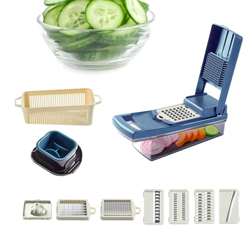 Gemüseschneider mit Behälter, multifunktionaler Gemüseschneider - Multifunktionaler Gemüseschneider | Einweihungsgeschenke, Küchenmaschine für Obst, Zwiebel, Soydan