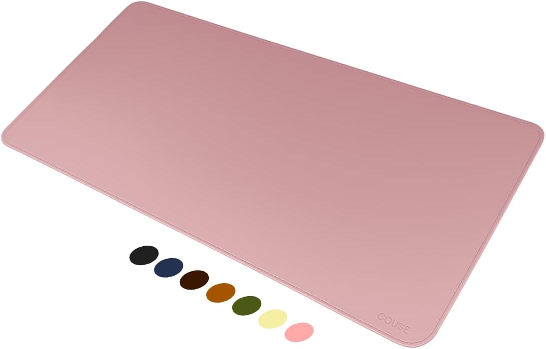 Mouse Pad Desk Pad Couse em Couro Ecológico 90x40cm + Porta-Copos Premium (Rose)