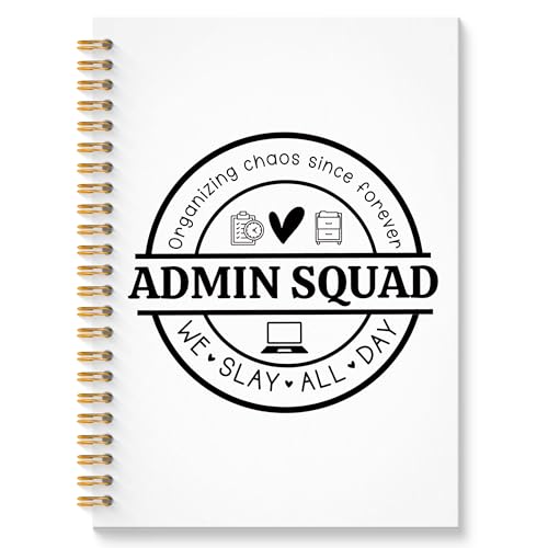 ROXMART Admin Squad Office Glitter Spiral Notebook Administrative Assistant Gifts Journal School Administrator Staff Hardcover Notebook Journal for Writing Note Taking 5.5x8.3 Inch