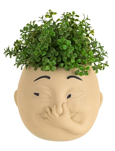 Afigurna Funny Bathroom Planter Decor: Quirky Holding Nose Plant Pot