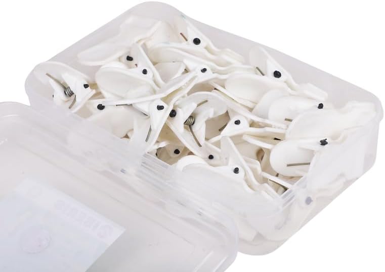 IBERIS Ditch Premium Cloth Clips for Drying Clothes - Multipurpose Clothes Pins for Indoor & Outdoor Use - Strong Durable Clips for Clothes Hanging, Organizing with Storage Box (White, 12 Pcs)