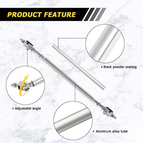Auxmart 2Pcs Splitter Rods, 8"-11"Adjustable Splitter Strut Rods Front Splitter Support Rods, Bumper Lip Splitter Diffuser Strut Rod Universal Tie Support Bars, Silver #TOP4