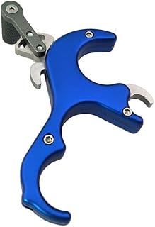 AMEYXGS Bow Release 3 Finger Thumb Release Grip Button Release Finger Trigger Caliper Release Aids for Compound Bow (Blue)
