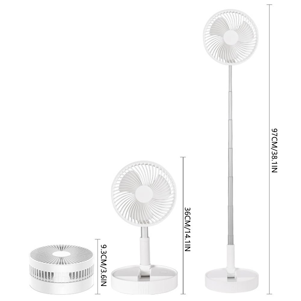 Ventilatore da terra portatile, pieghevole, con 4 velocità, regolabile in altezza, per camera da letto, ufficio, campeggio, viaggi, 97 cm