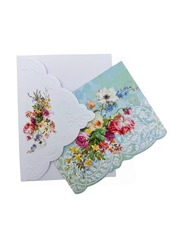 Image of Poster Foundry Set of 3 - Market Bouquet Flowers Boxed Note Cards by Carol Wilson. 10 embossed 4x5 Die-Cut Notecards and Matching Envelopes in Decorative Gift Box with Magnetic Flap. NCP2463