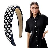 Arvintas Black Punk Studded Headband, Rivet Punk Spike Rock Headband for Halloween Party Hair Band Hair Clips for Women