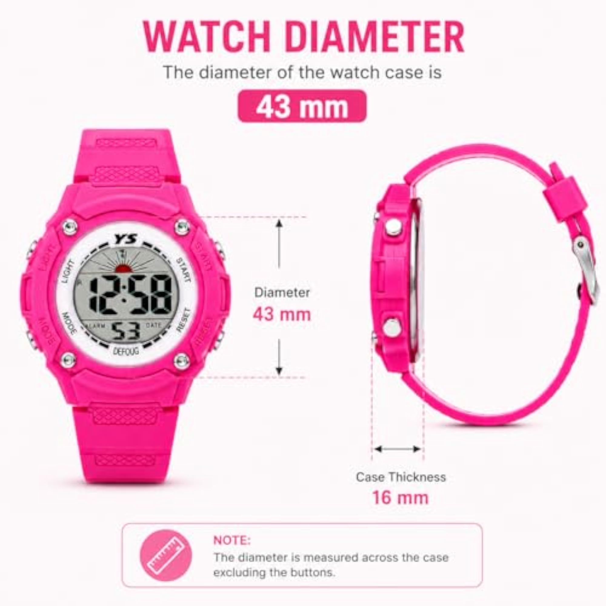Kids Pink Sports LED Watch