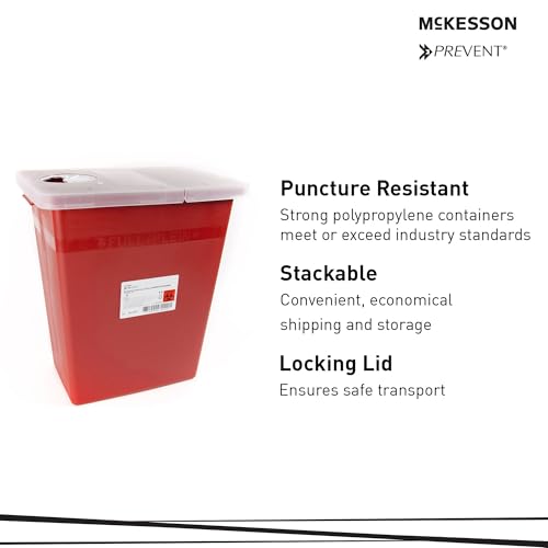 McKesson Prevent Sharps Container, Red, 8 gal, 3 x 4 x 13 in, 3 x 4 x 14 in - image 4