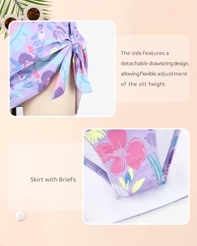 Image of Girls Two Piece Tankini Swimsuit with Skirt Summer Bathing Suit with Chest Pad Swimwear 7-16 Years