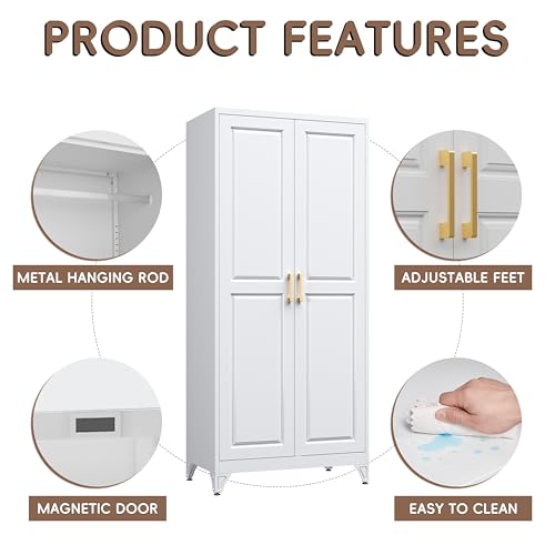 SteeLoong Armoire Wardrobe Closet,71" H Wardrobe Cabinet with Hanging Rod - image 4