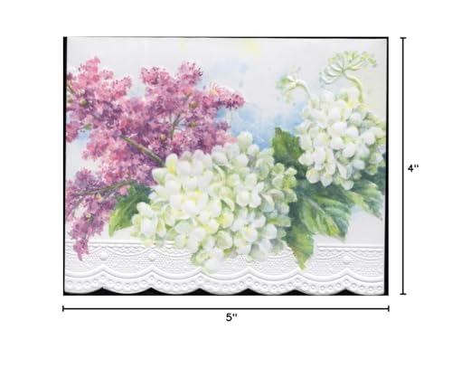 Image of Poster Foundry White Hydrangeas Boxed Note Cards by Carol Wilson. 10 embossed 4x5 Die-Cut Notecards and Matching Envelopes in Decorative Gift Box with Magnetic Flap. NCP2469