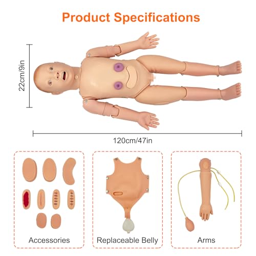 Image of Child Nursing Manikin - Medical School CPR & First Aid Training Dummy for Professional Patient Care, Nursing Skills Practice, Pediatric Emergency Simulations