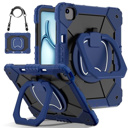 Coque iPad Air 13 pouces antichoc avec béquille rotative et bandoulière