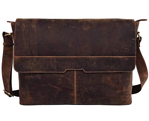 Cuero 9867 18 Inch Vintage Leather Full Flap Messenger Handmade Bag Laptop Bag Satchel Bag Padded Messenger Bag Brown thumb #1