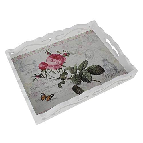 Nestroots Serving Tray Wooden Board for Home, Medium Floral 14"X11