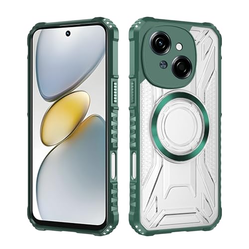 Lucyliy Tecno Spark Go 2025 �t�H���P�[�X�J�o�[ [PC�o�b�N�v���[�g + TPU�t���[���}���`�}�e���A���\���A���^�����C�����O] �O���[��