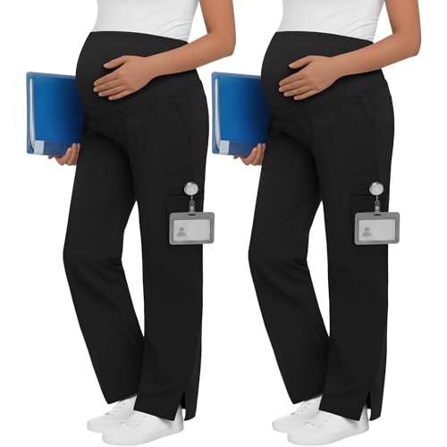 Image of 2 Pack Womens Maternity Pants Scrub with 6 Pockets