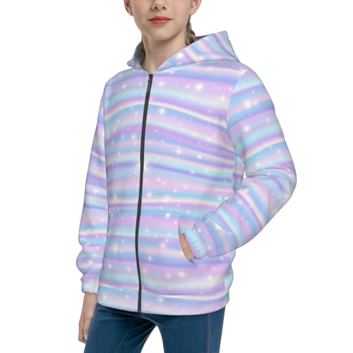 Striped Gradient Kids Pullover Hoodies Boys Zip Up Sweatshirts Girls Athletic Clothes with Pocket