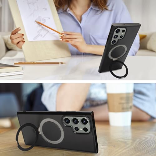 Image of Cavor for Samsung Galaxy S23 Ultra Case, Compatible with Magsafe, Black | Galaxy S23 Ultra Phone Case with Stand Magnetic, Shockproof Slim Protective Cases for Women Men