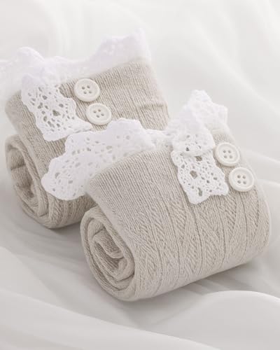 Image of Syhood Long Button Boot Socks with Lace
