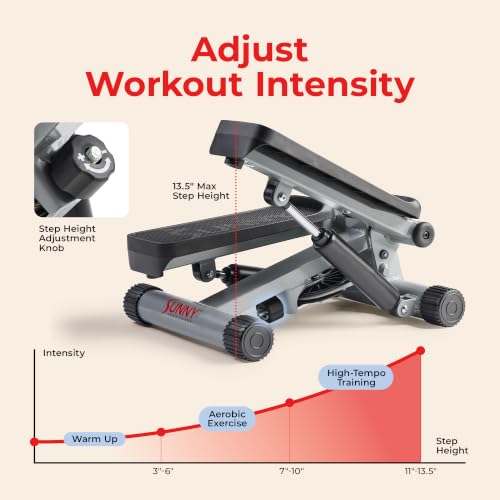 Sunny Health & Fitness Mini Stair Stepper with Resistance Bands for Cardio - image 3