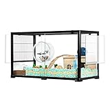 OIIBO Large Glass Hamster Cage, 2 in 1 Hamster Cage with Both Wire and Glass Side, Chew-Proof Dwarf Hamster Cage with Big Room, 32' L x 16' W x 18' H Dual Use Hamster Cge Reptile Terrarium