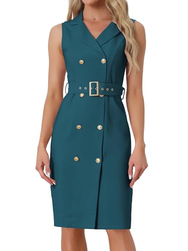 Image of Allegra K Womens Blazer Dress Sleeveless Button Down Business Work Dresses