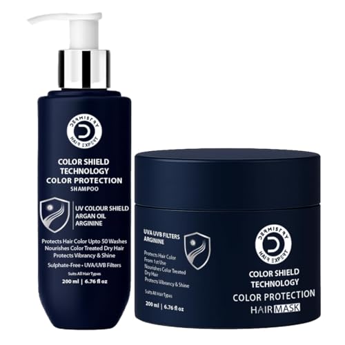 Image of Dermistry Color Shield Technology Hair Mask & Sulphate-Free Shampoo for Colour Protection for Coloured & Chemically Treated Hair with Argan Oil Arginine UVA UVB Filters Suits Dry Frizzy All Hair Types Men Women 400ml