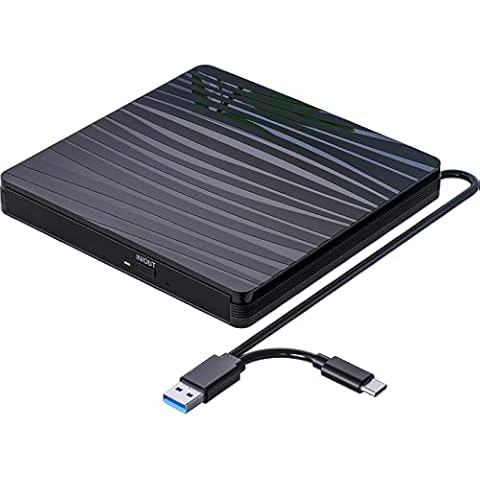 QDSYLQ Externes DVD Laufwerk, USB 3.0 & Type-C Tragbar CD DVD +/-RW Brenner Optical Drive DVD Laufwerk Extern für Laptop, PC, Desktop, MacBook, iMac, Windows 11/10/8/7/XP/Linux/MacOS Cover