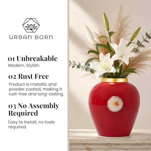 Image of Urban Born Vases For Living Room Corner |Big Vases For Elegant Home Decoration |Home Decor Flower Vase Iron |Fresh or artificial Metal Flower Vase Stand For Dining Table, Bedroom, Office, Wedding Gift