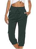 TOTAL : C'est un pantalon capri aéré et large qui vous permet de marcher facilement à travers les hanches et les cuisses. Le store plissé à la taille avant offre plus de volume et les chevilles plissées et effilées frappent le haut de la cheville. Vous n'aurez plus jamais à renoncer au confort et au style.