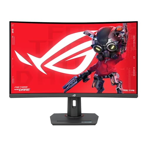 ASUS ROG Strix 32” 1440P USB-C Curved HDR400 Gaming Monitor (XG32WCMS) - QHD (2560x1440), 280Hz, 1ms, Fast VA, Extreme Low Motion Blur Sync, DisplayWidget, Tripod Socket, AI Gaming, 3 yr Warranty